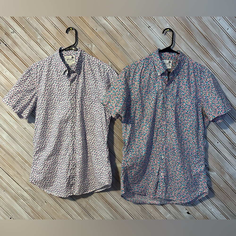 Bonobos Short-Sleeve Floral Casual Button-Downs 2 Pack Blue Pink White